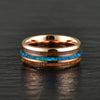 Rose Tungsten Koa Wood Opal Men's Wedding Band 8MM - Rings By Pristine 
