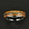 Hawaiian Koa Wood Abalone & Guitar String Tungsten Mens Wedding Ring 8MM