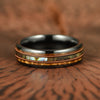 Hawaiian Koa Wood Abalone & Guitar String Tungsten Mens Wedding Ring 6MM - Rings By Pristine 