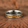 Hawaiian Koa Wood Abalone & Guitar String Tungsten Women's Wedding Ring 4MM