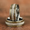 Hawaiian Koa Wood & Antler Tungsten Mens Wedding Band 8MM - Rings By Pristine 