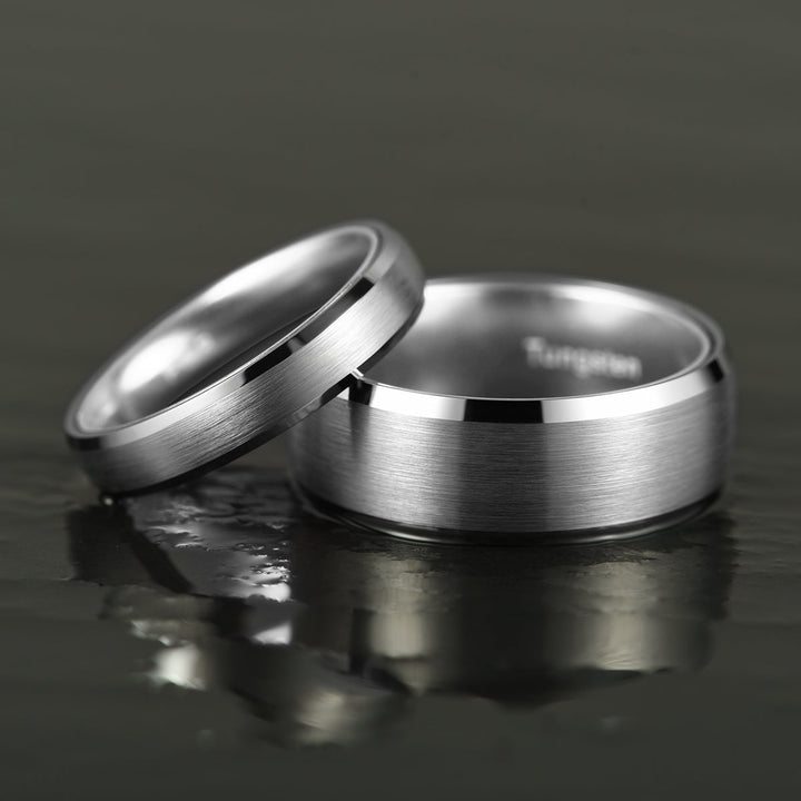 Pristine Passion Silver Interior Silver Tungsten Wedding Band 8MM - Rings By Pristine 