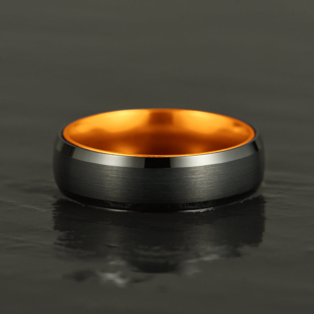 Pristine Passion Orange Interior Tungsten Men's Wedding Band 6MM - Rings By Pristine 