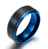Black Tungsten Blue Colored Ring Passion Collection Men's Wedding Band 8MM