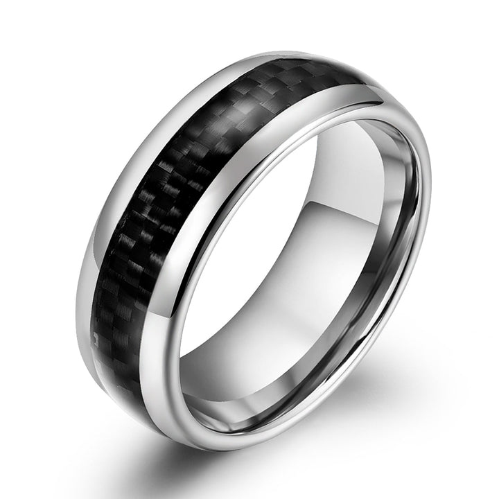 Tungsten Carbon Fiber Men's Wedding Band 8MM - Rings By Pristine 