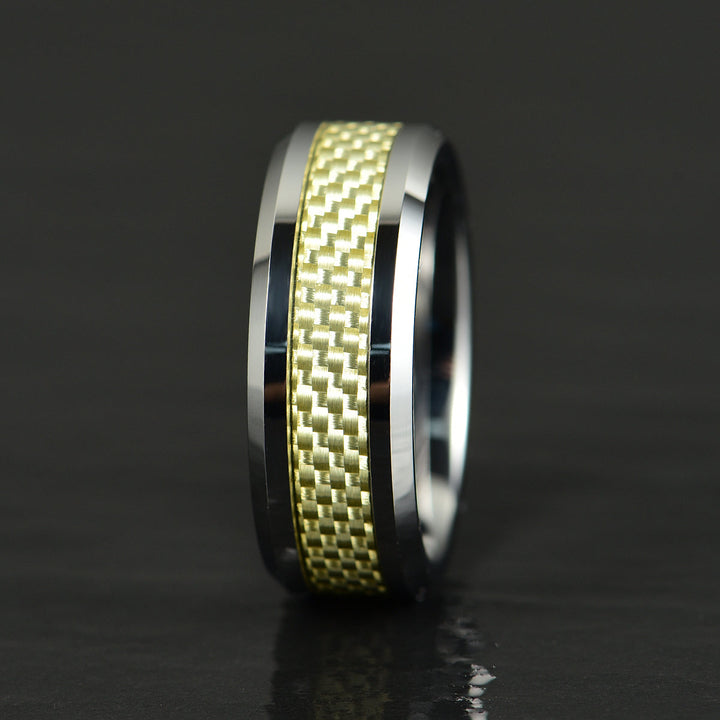 Tungsten Golden Mesh Men's Wedding Band 8MM - Rings By Pristine 