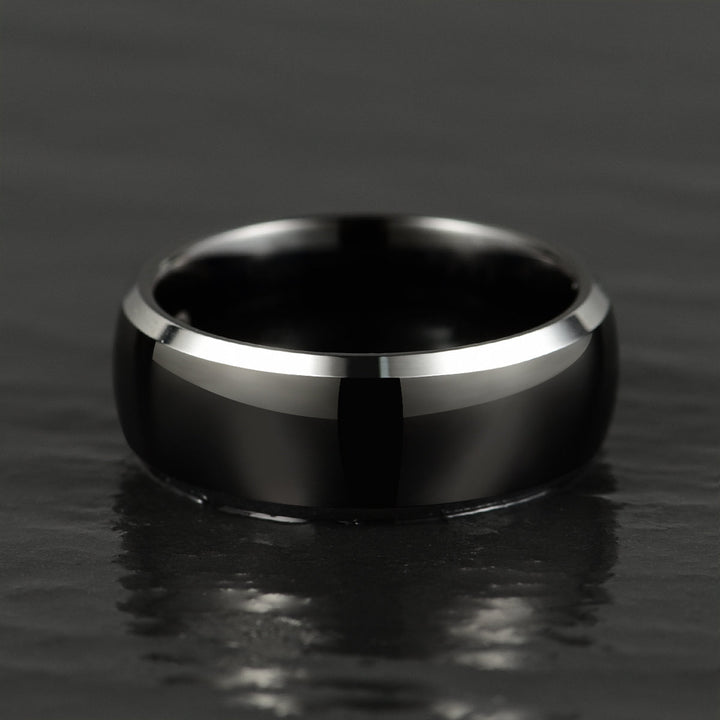 Glossy Black Tungsten Men's Wedding Band 8MM - Rings By Pristine 