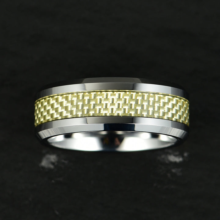 Tungsten Golden Mesh Men's Wedding Band 8MM - Rings By Pristine 