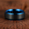 Black Tungsten Blue Colored Ring Passion Collection Men's Wedding Band 8MM - Rings By Pristine 