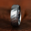 Hammered White Tungsten Men's Wedding Band 8MM - Rings By Pristine 