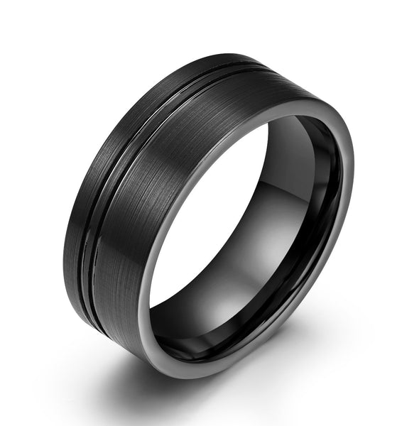 Black Tungsten Men's Wedding Band 6MM - Rings By Pristine 
