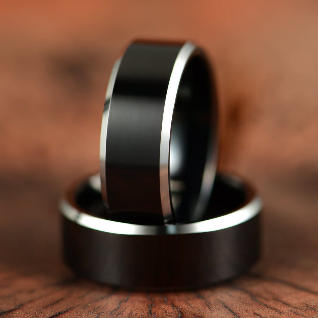 Black Tungsten Men's Wedding Band 8MM - Rings By Pristine 