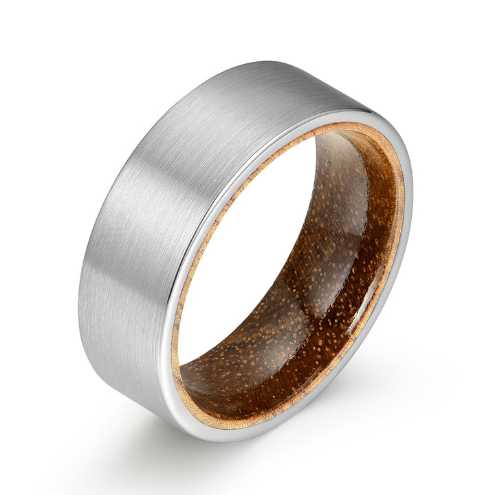 Grey Tungsten Koa Wood Men's Wedding Band 8MM - Rings By Pristine 