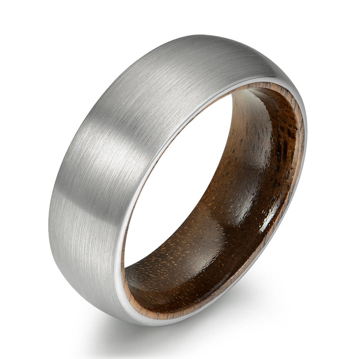 Matte Grey Titanium Walnut Wood Men's Wedding Band 8MM