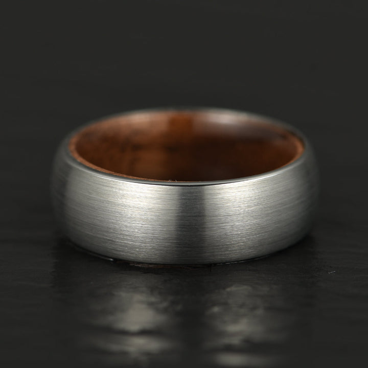 Matte Grey Titanium Walnut Wood Men's Wedding Band 8MM