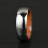 Rounded Polished Silver Tungsten Rosewood Men's Wedding Band 8MM