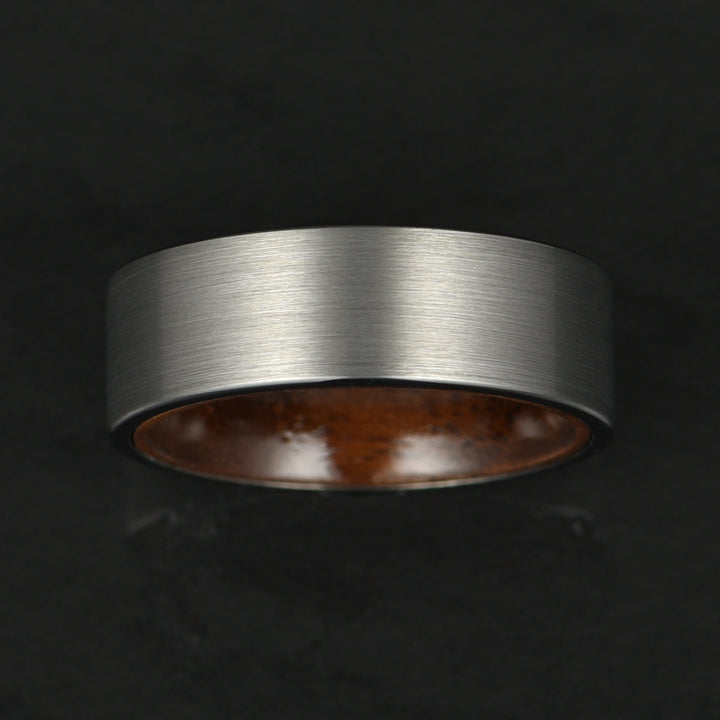 Grey Tungsten Glossy Walnut Wood Men's Wedding Band 8MM