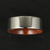 Flat Polished Silver Tungsten Rosewood Men's Wedding Band 8MM