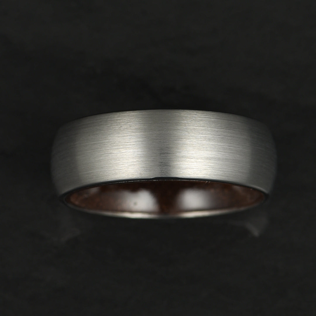 Matte Grey Titanium Walnut Wood Men's Wedding Band 8MM