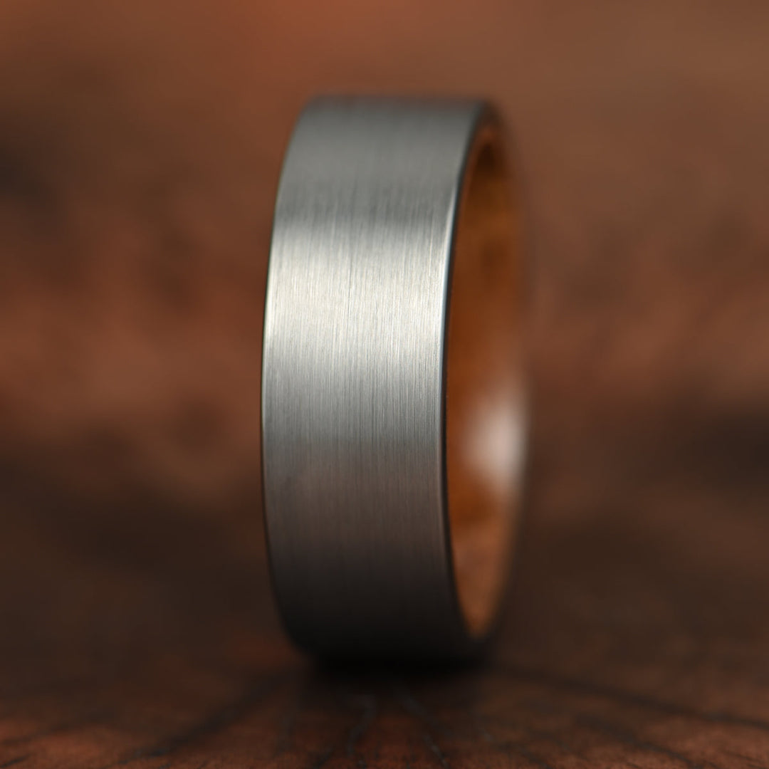 Grey Tungsten Koa Wood Men's Wedding Band 8MM - Rings By Pristine 