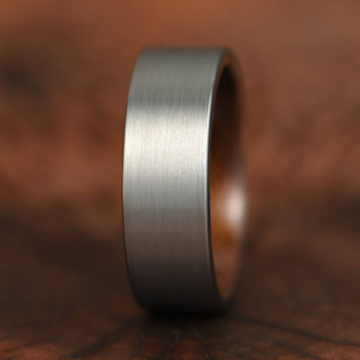 Grey Tungsten Glossy Walnut Wood Men's Wedding Band 8MM