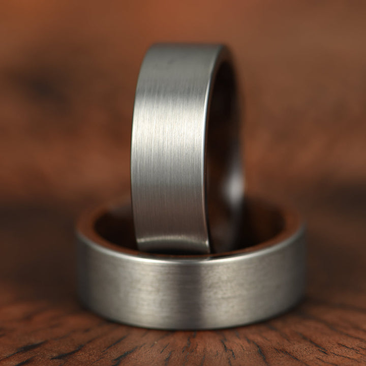 Grey Tungsten Glossy Walnut Wood Men's Wedding Band 8MM