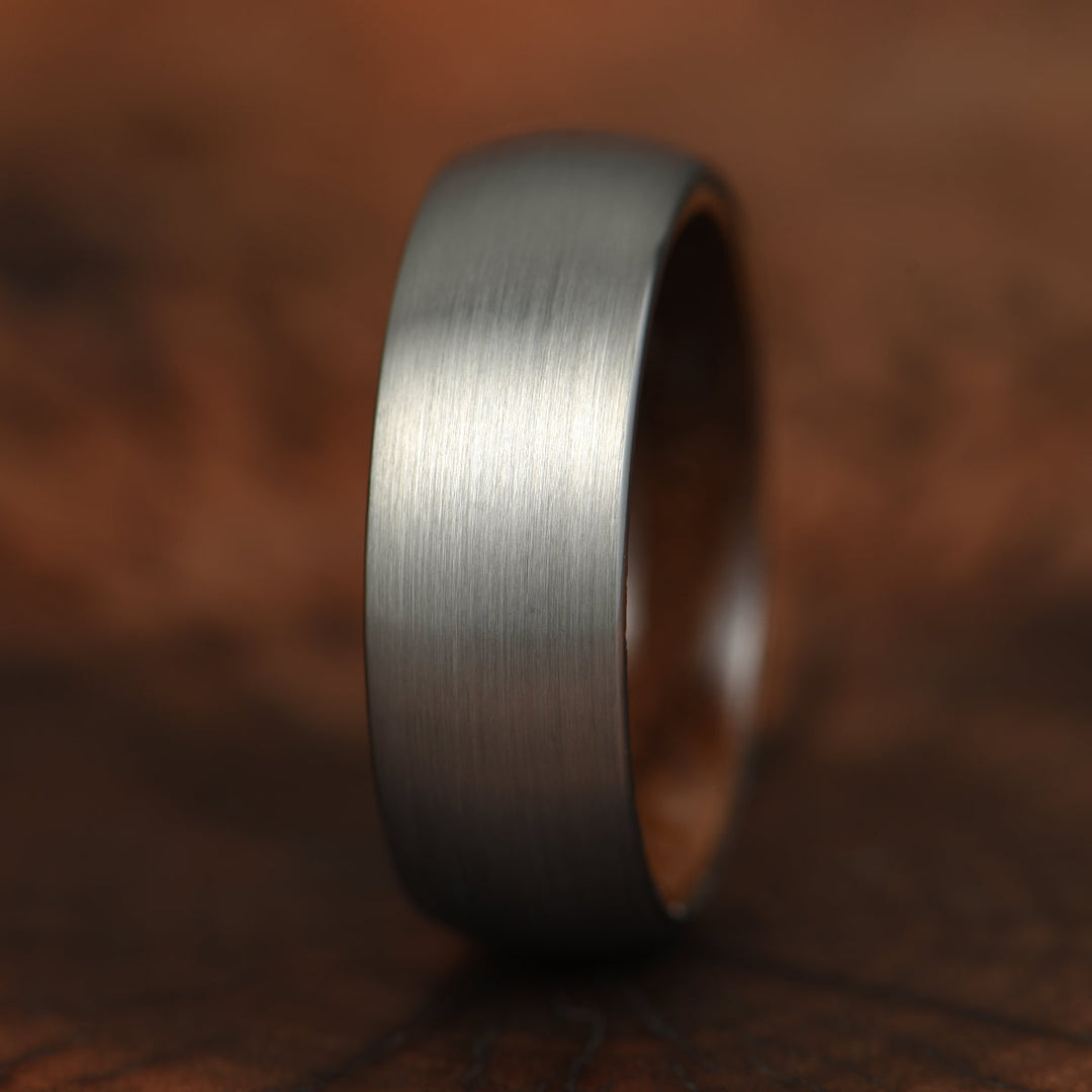 Matte Grey Titanium Walnut Wood Men's Wedding Band 8MM