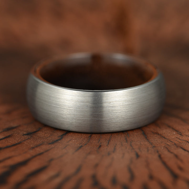 Matte Grey Titanium Walnut Wood Men's Wedding Band 8MM