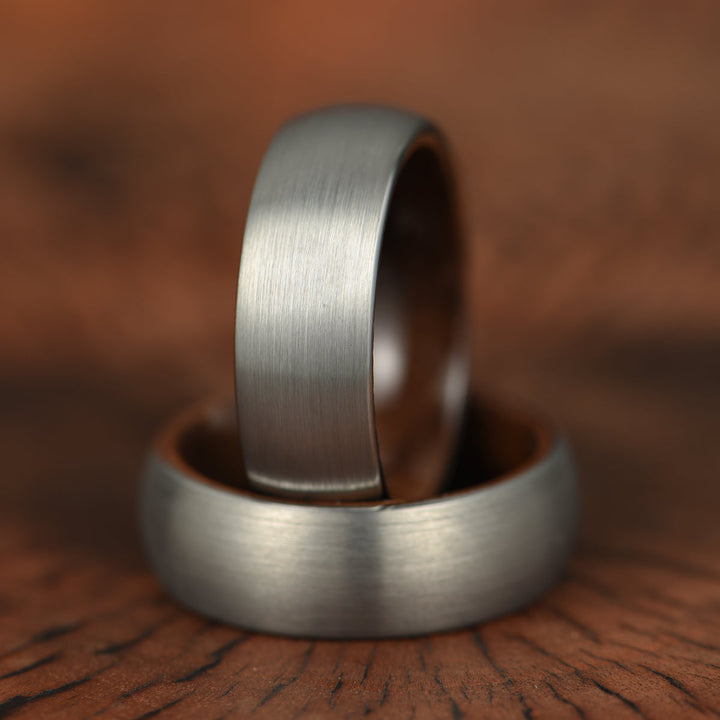 Matte Grey Titanium Walnut Wood Men's Wedding Band 8MM