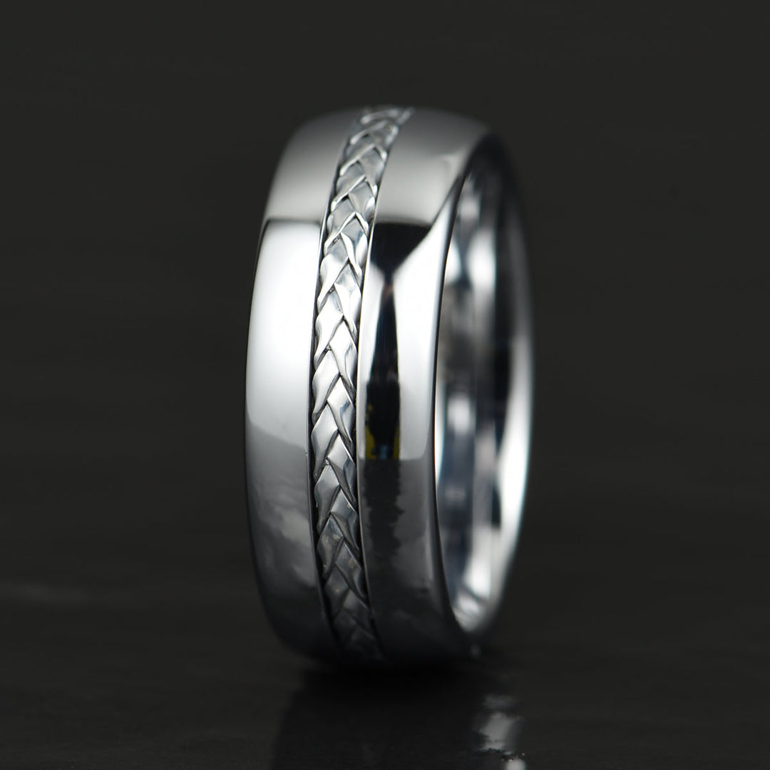 Tungsten Braid Inlay Men's Wedding Band 8MM - Rings By Pristine 