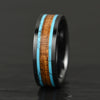 Ceramic Koa Wood Crushed Turquoise Men's Wedding Band 8MM - Rings By Pristine 