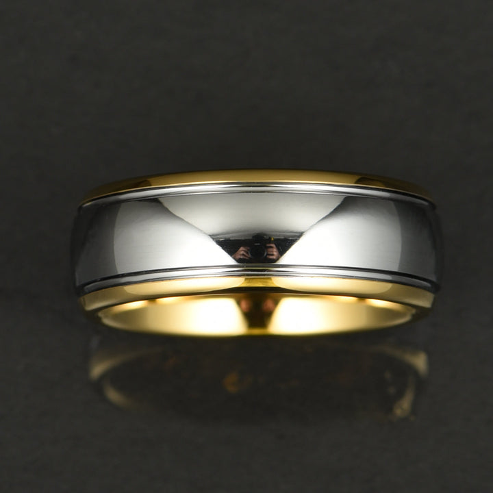 Two Tone Tungsten Men's Wedding Band 8MM - Rings By Pristine 