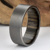 Ancient Bog Oak Wood Gun Metal Grey Tungsten Men's Wedding Ring 8MM - Rings By Pristine