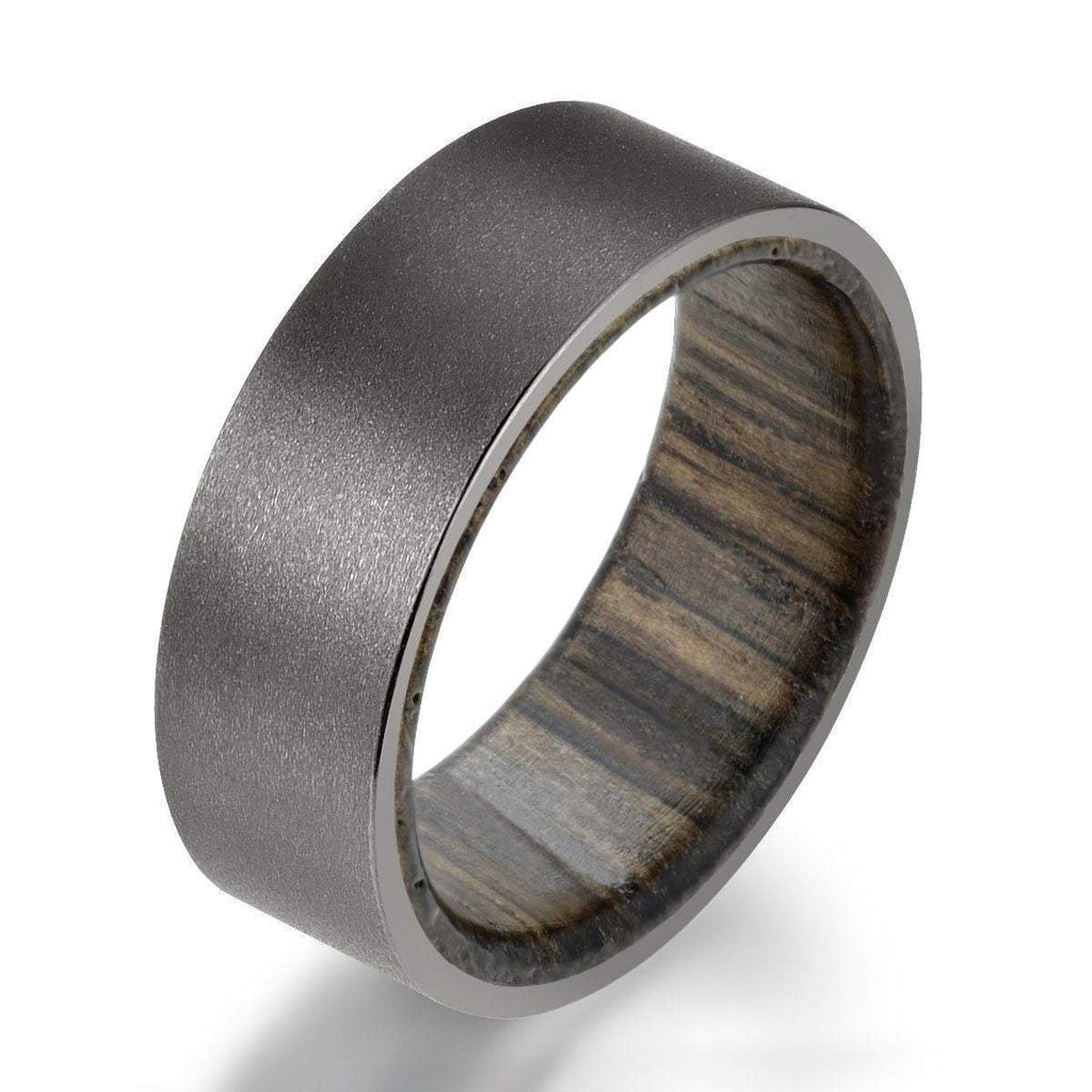 Ancient Bog Oak Wood Gun Metal Grey Tungsten Men's Wedding Ring 8MM