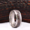 Antler Damascus Steel Men's Wedding Ring Inlayed 8MM - Rings By Pristine