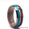Antler Koa Wood Turquoise Titanium Men's Wedding Band 8MM - Rings By Pristine