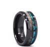 Antler Turquoise Black Tungsten Men's Wedding Band 6MM-8MM - Rings By Pristine