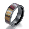 Black Ceramic Wedding Band Woolly Mammoth Fossil 8MM - Rings By Pristine
