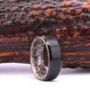 Black Titanium Ring Exotic Antler Men's Wedding Band 8MM - Rings By Pristine