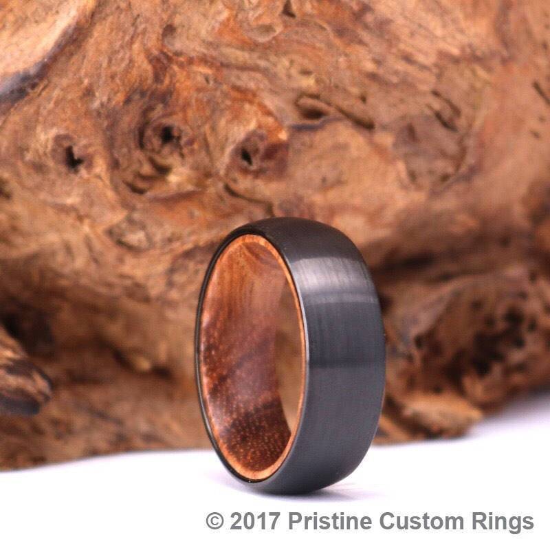 Mens wedding band wood on sale inside