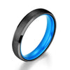 Black Tungsten Men's Wedding Band Pristine Blue 4MM - Rings By Pristine