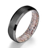 Black Tungsten Ring Exotic Antler Sleeve Men's Wedding Band 4MM-6MM - Rings By Pristine