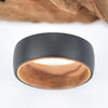 Black Tungsten Ring Exotic Olive Wood Men's Wedding Band 8MM - Rings By Pristine