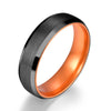 Black Tungsten Ring Orange Fire Anodized Aluminum Men's Wedding Band 6MM-8MM - Rings By Pristine