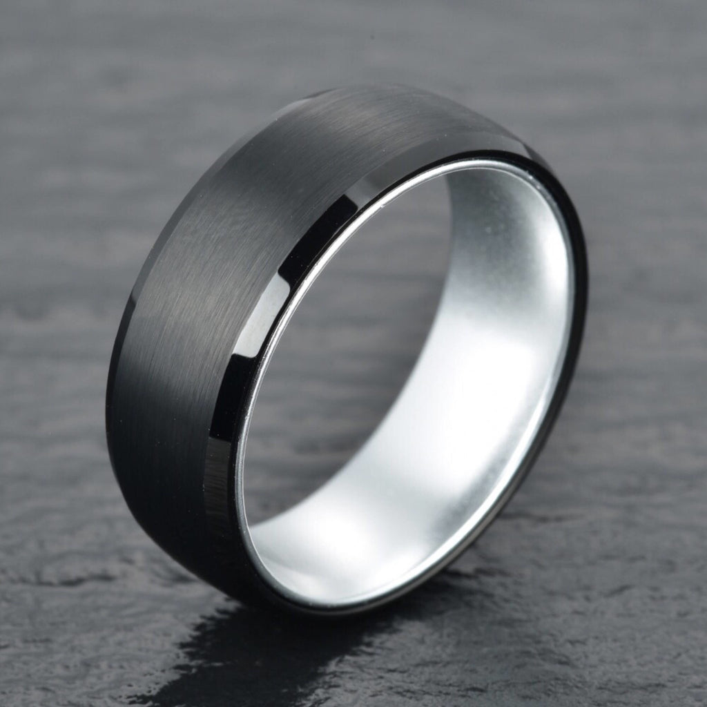 Tungsten Wedding Ring for Men With Polished Beveled Edges | 8mm | Mens  wedding rings, Rings for men, Mens wedding bands tungsten