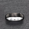 Black Tungsten Ring Pristine Silver Men's Wedding Band 4MM - Rings By Pristine