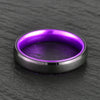 Black Tungsten Ring Purple Plumb Anodized Aluminum Men's Wedding Band 8MM - Rings By Pristine