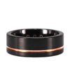 Black Tungsten Ring Rose Piping Men's Wedding Band 8MM - Rings By Pristine