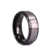 Black White Brushed Tungsten Men's Wedding Band 8MM - Rings By Pristine