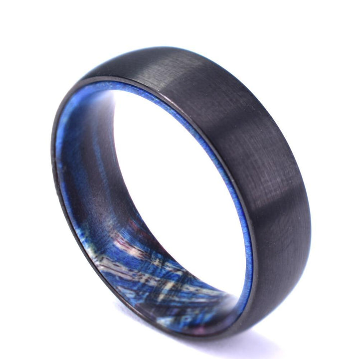 Box Elder Wood Black Tungsten Men's Wedding Band 4MM-8MM - Rings By Pristine